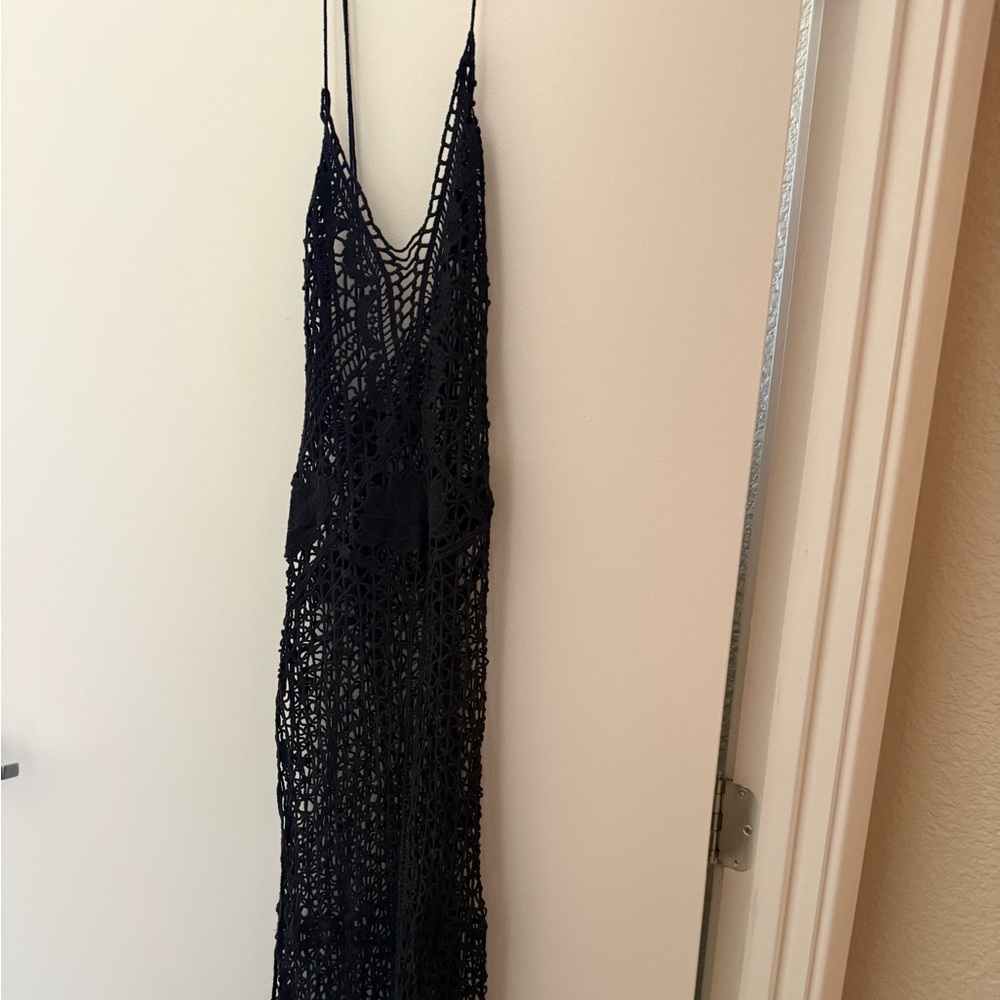 Black Crochet Maxi Dress for Coachella